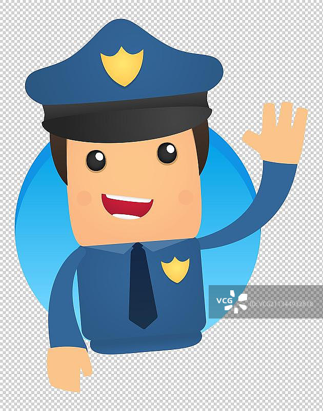 警察打招呼卡通高清png免抠元素图片素材