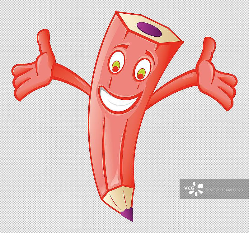 欢乐红色铅笔卡通高清png免抠元素图片素材