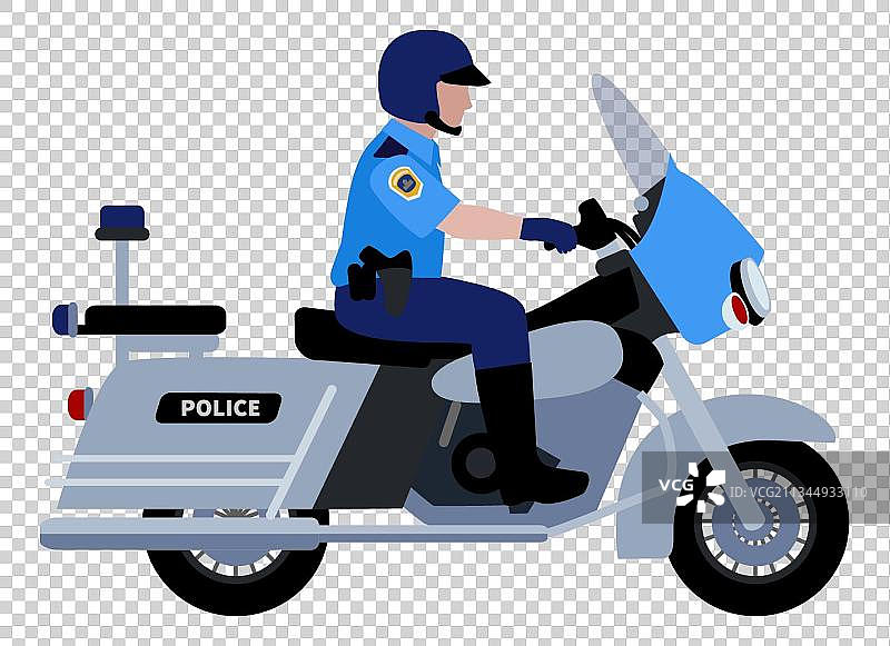 巡逻摩托警察卡通插画图片素材