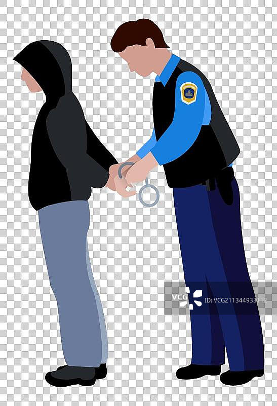 警察抓小偷卡通插画图片素材