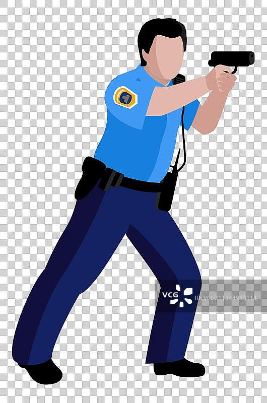 手持手枪的警察卡通插画图片素材