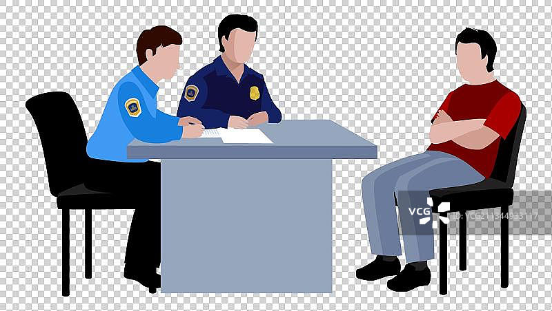 警察审讯卡通插画图片素材