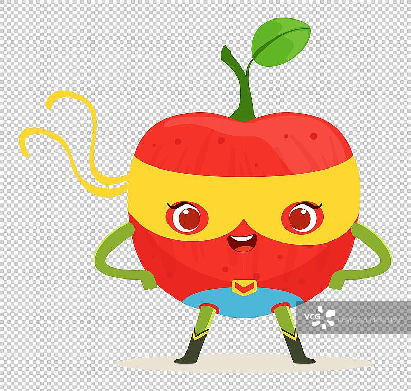 苹果蒙面超人卡通插画图片素材
