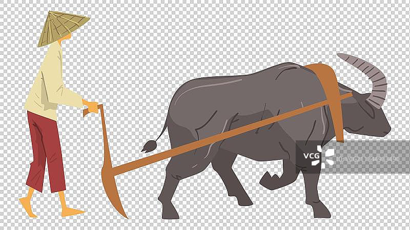 春分农民耕牛图片素材