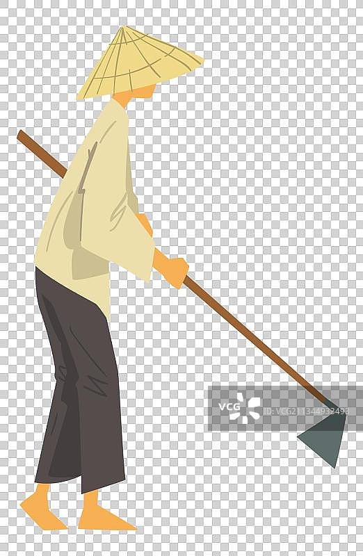 手绘锄地插图图片素材