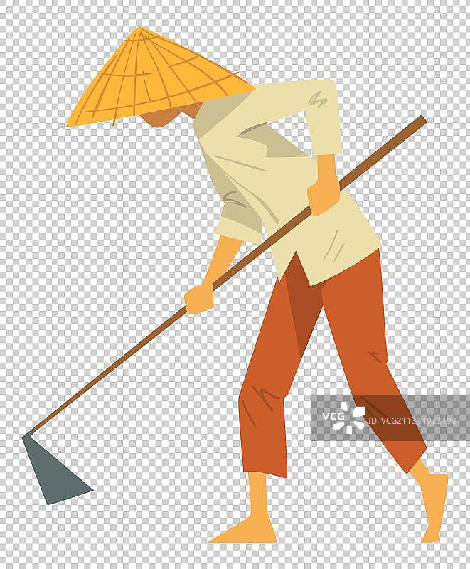 卡通农夫锄地元素图片素材
