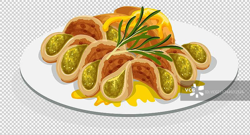 手绘卡通广式点心虾饺美食图片素材