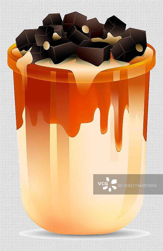 卡通手绘仙草味奶茶图片素材