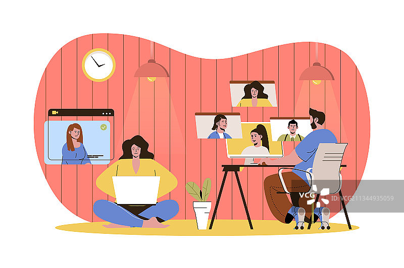 视频聊天网络角色概念女性图片素材