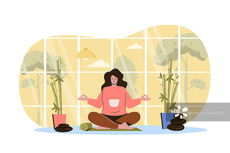 居家瑜伽网络人物概念女性图片素材
