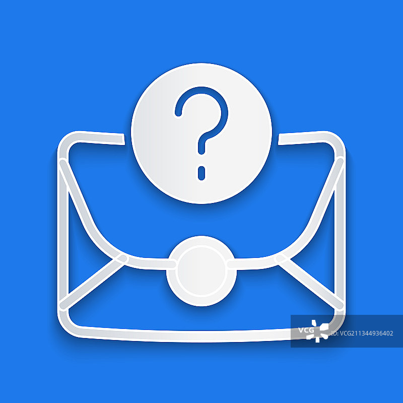 带问号图标的剪纸信封图片素材