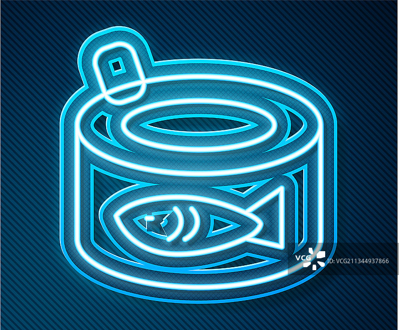 发光霓虹灯罐头鱼图标图片素材