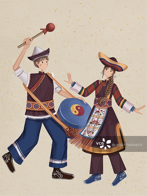 土族少男少女图片素材