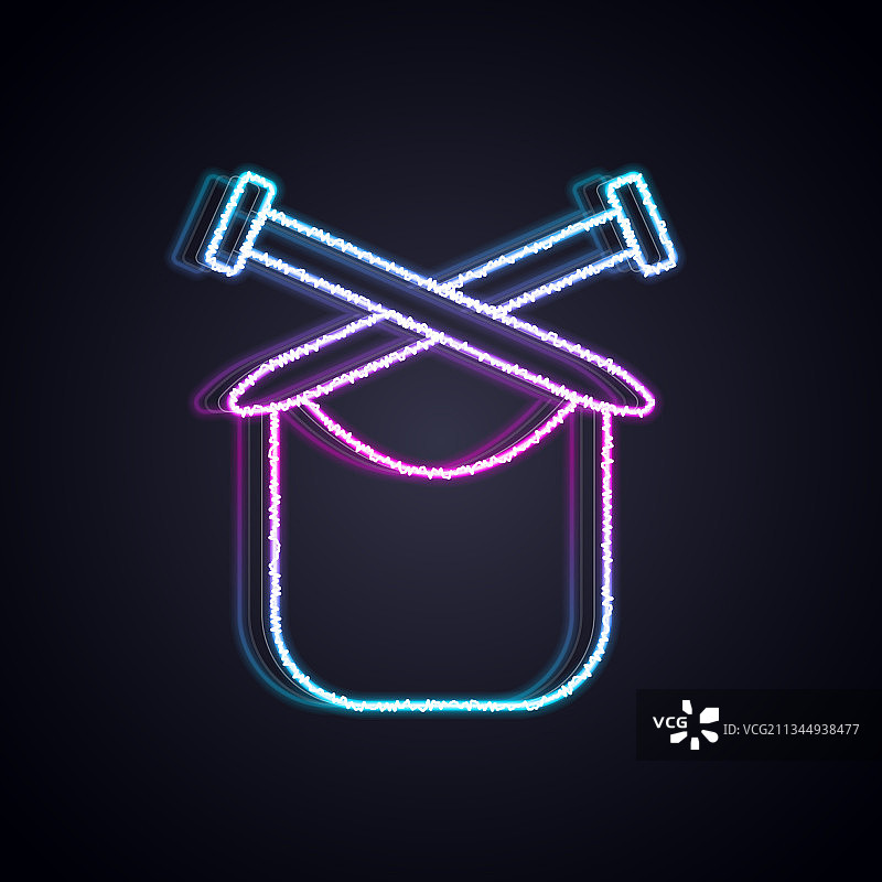 黑色背景上的霓虹光晕针织图标图片素材