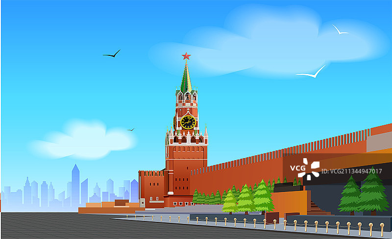 矢量俄罗斯莫斯科红场建筑图片素材