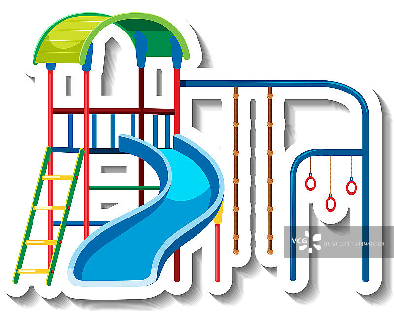 滑梯和横杆操场贴纸模板图片素材