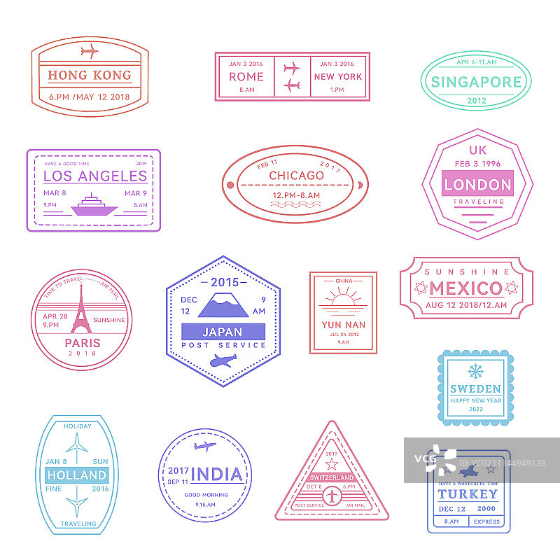 复古旅行邮票邮戳图片素材