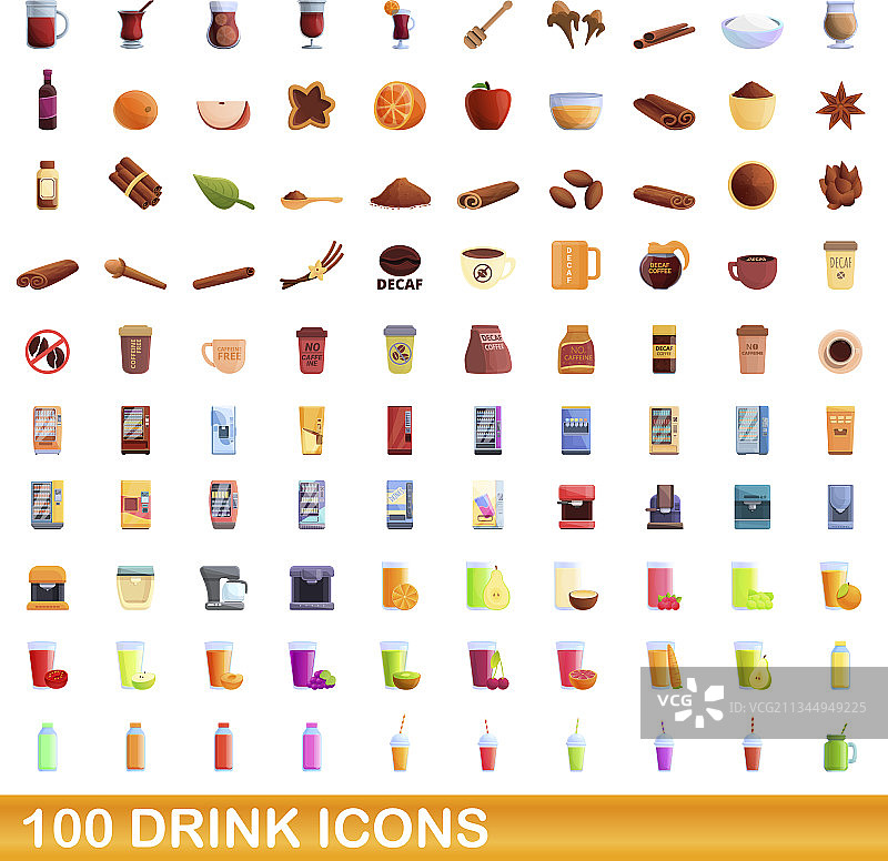100款饮品图标卡通风格图片素材
