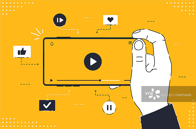 带有视频播放器的现代无框智能手机图片素材