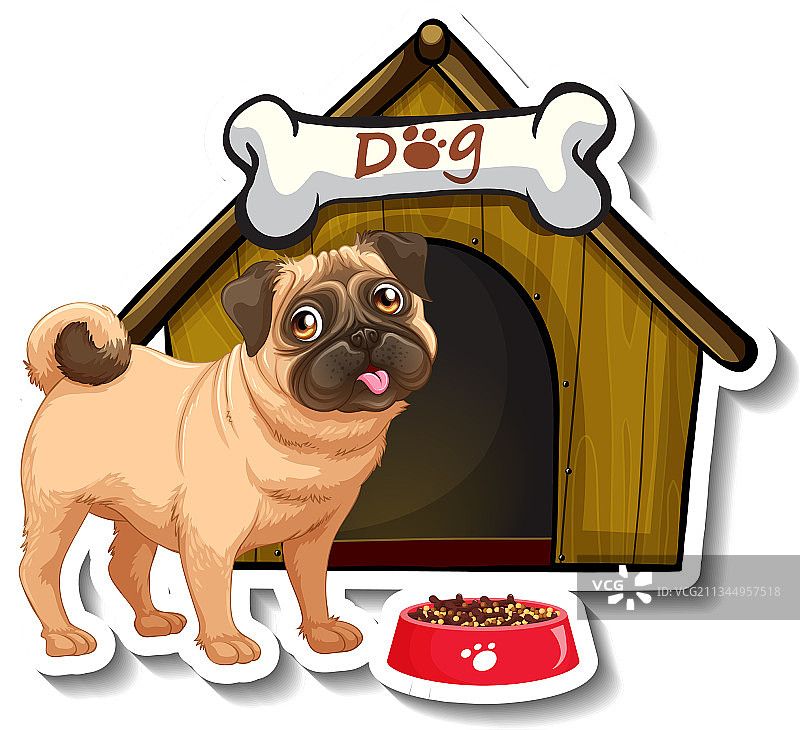 巴哥犬站立贴纸设计图片素材