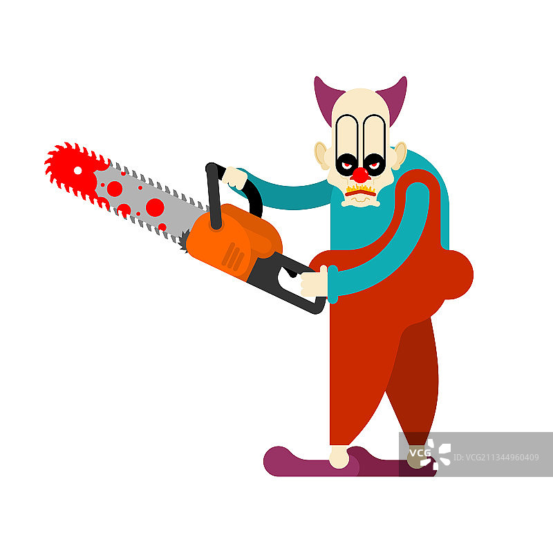 恐怖万圣节小丑与电锯图片素材