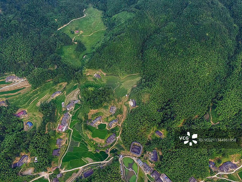 航拍福建山村风光图片素材