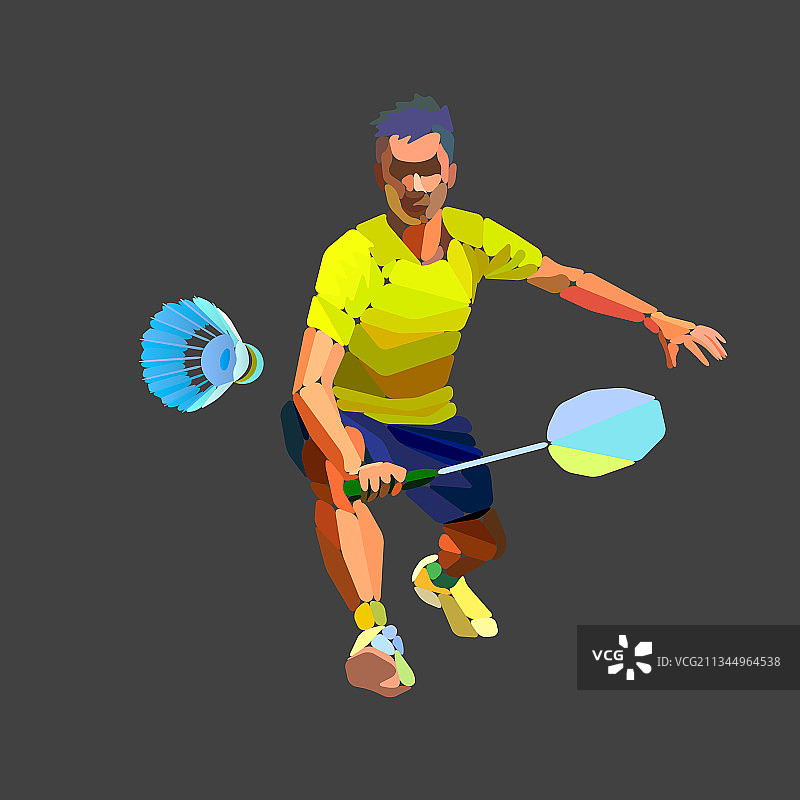 羽毛球运动员抽象轮廓图片素材