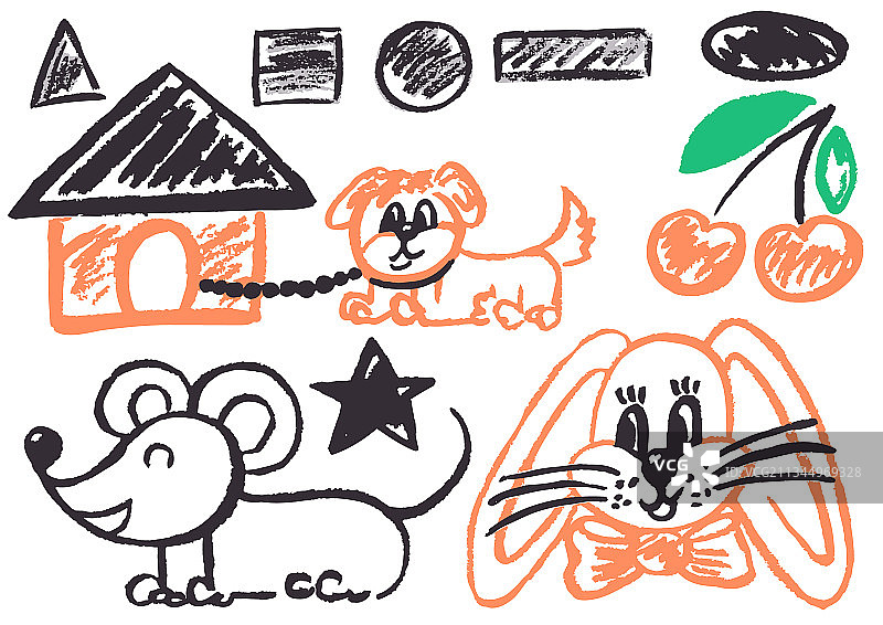 可爱的儿童蜡笔画图片素材