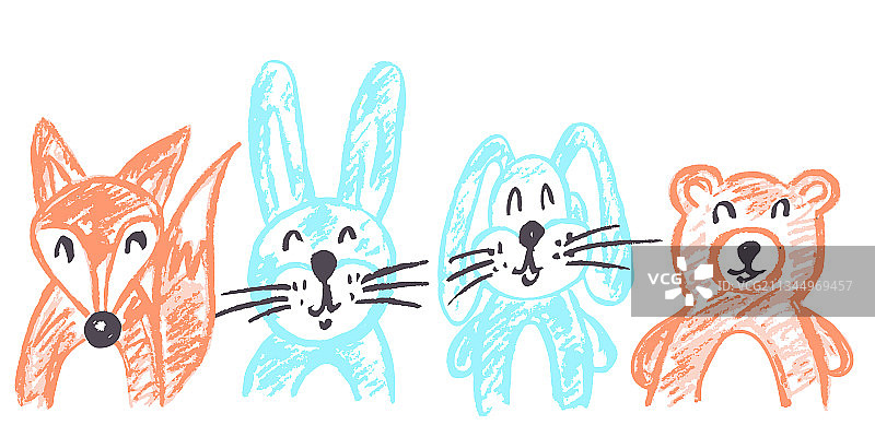 可爱的儿童蜡笔画图片素材