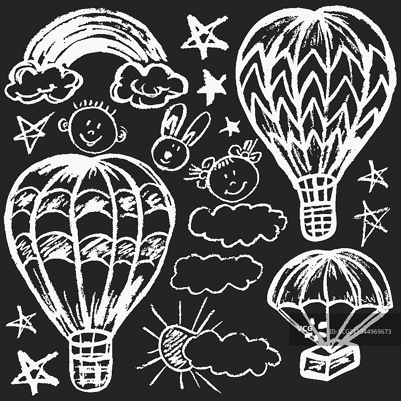 可爱的儿童蜡笔画图片素材