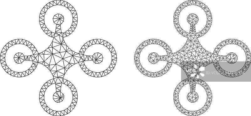三角形网格四轴飞行器图标图片素材