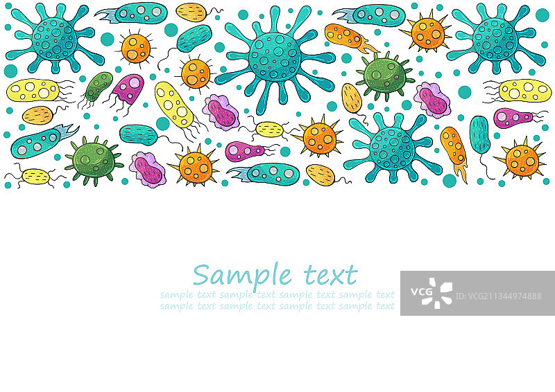 卡通微生物宣传单banner图片素材