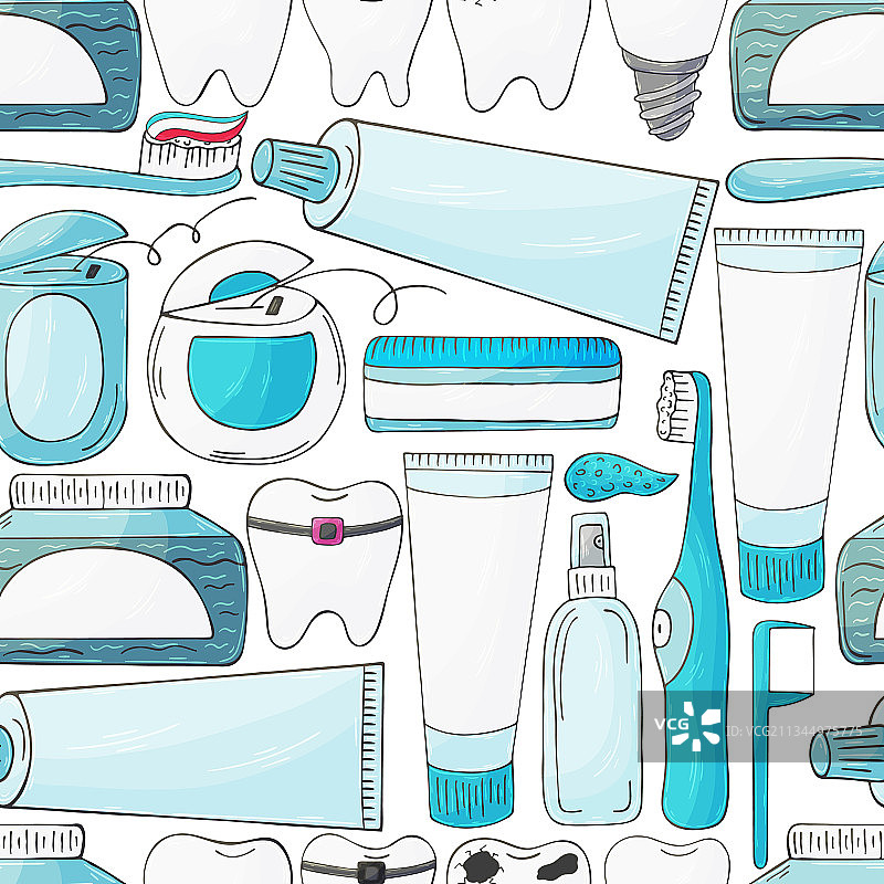 手绘卡通元素无缝图案图片素材