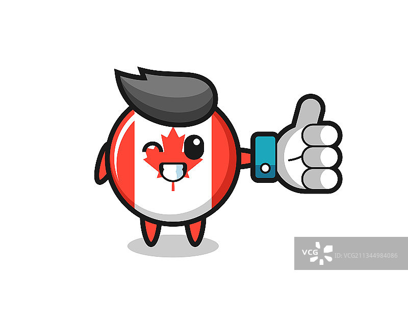 带有社交媒体拇指的可爱加拿大国旗徽章图片素材