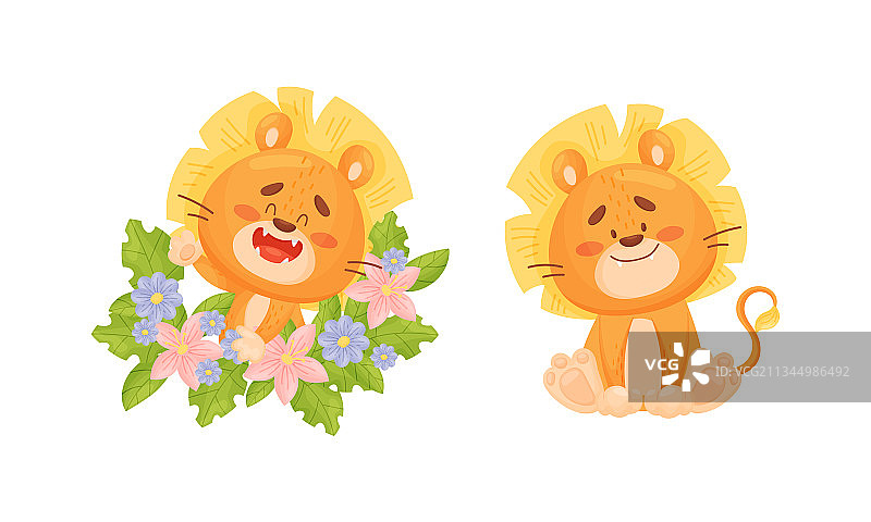 白色卡通小狮子图片素材