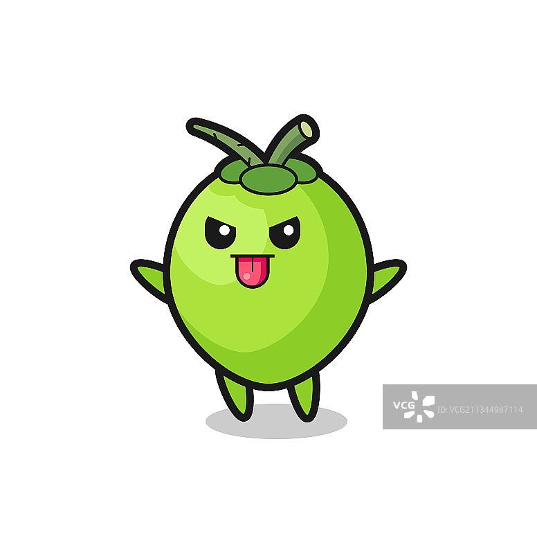 嘲弄姿势的顽皮椰子角色图片素材