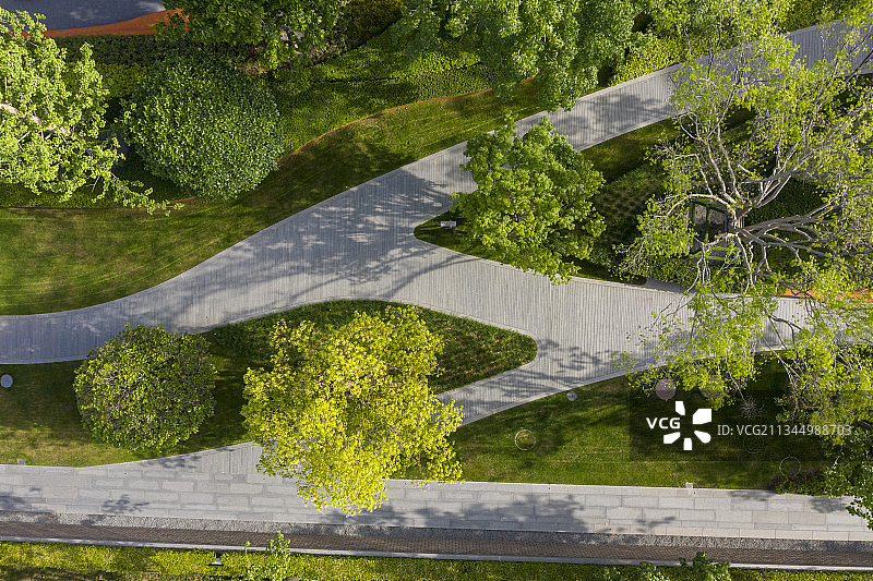 房地产，景观设计，航拍，枝繁叶茂图片素材