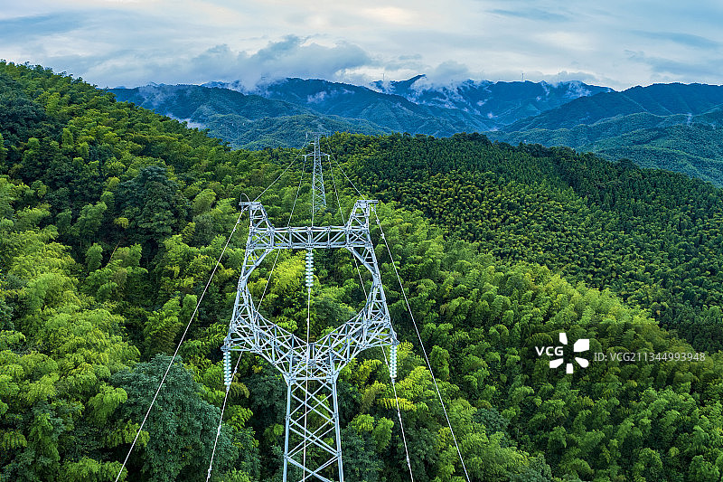 绿色能源 风力发电 输电线路图片素材