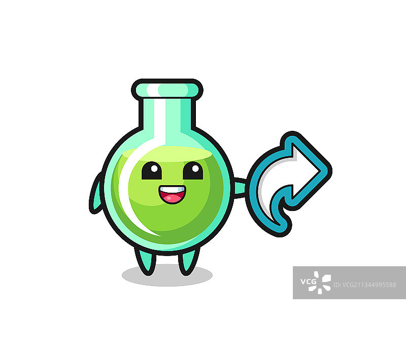可爱的实验室烧杯装有社交媒体分享符号图片素材