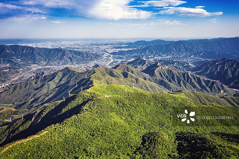 航拍北京海淀门头沟阳台山三峰风光图片素材