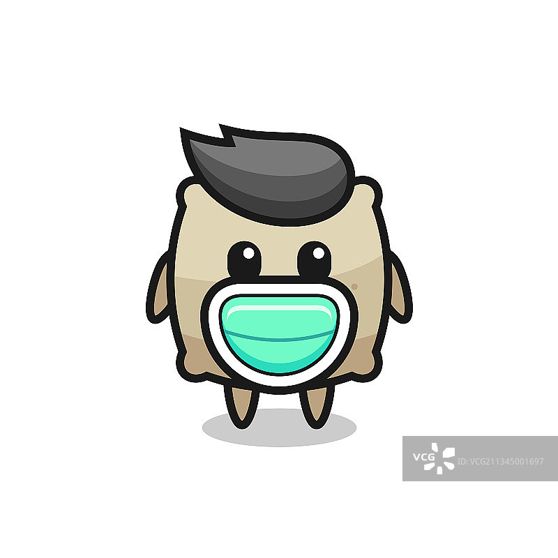 可爱的麻袋卡通戴着面具图片素材