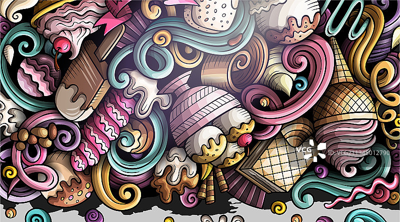 手绘冰淇淋涂鸦banner图片素材