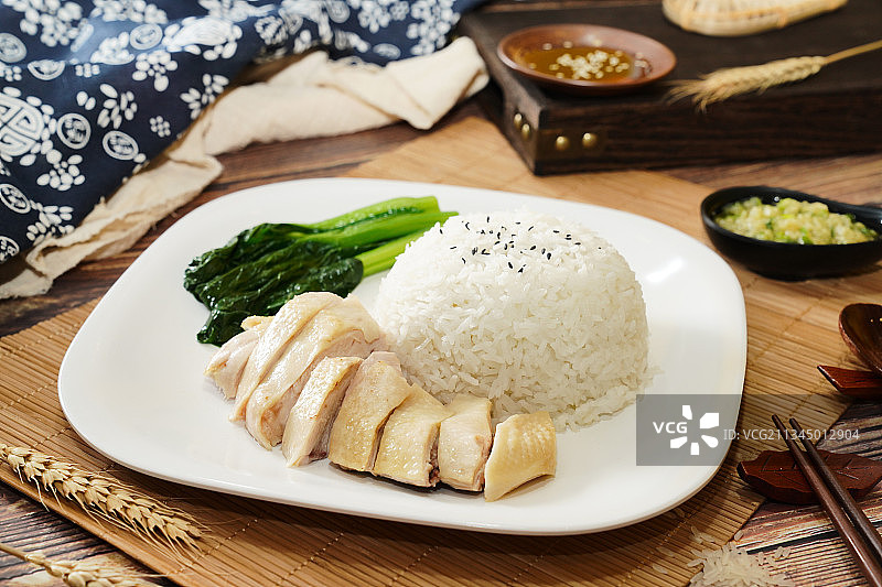 广式白切鸡米饭图片素材