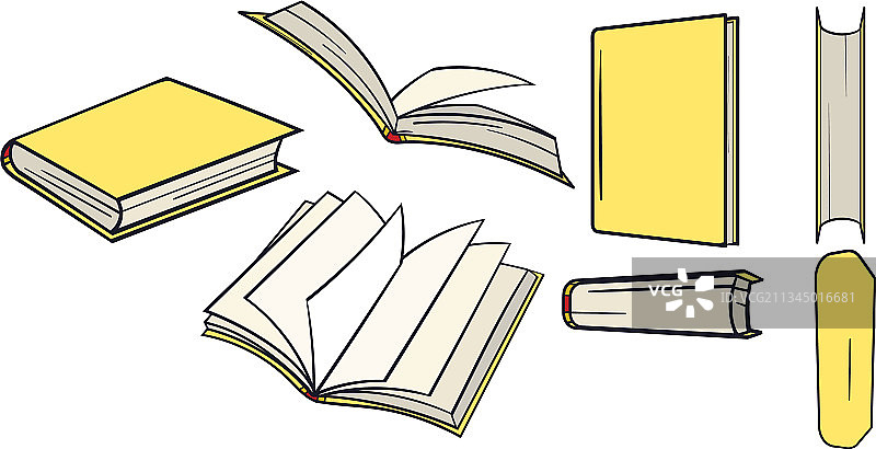 手绘黄色书籍大合集图片素材