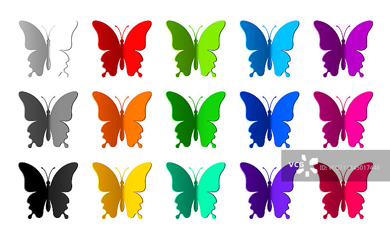 十五只彩色纸蝴蝶图片素材