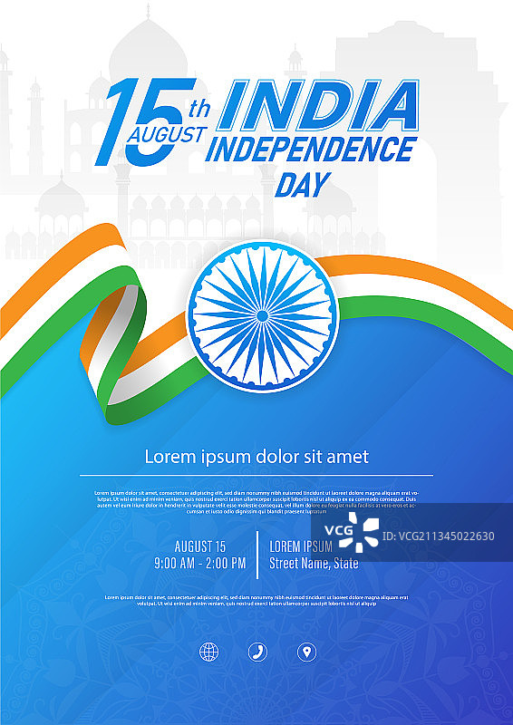 8月15日印度独立日宣传单图片素材
