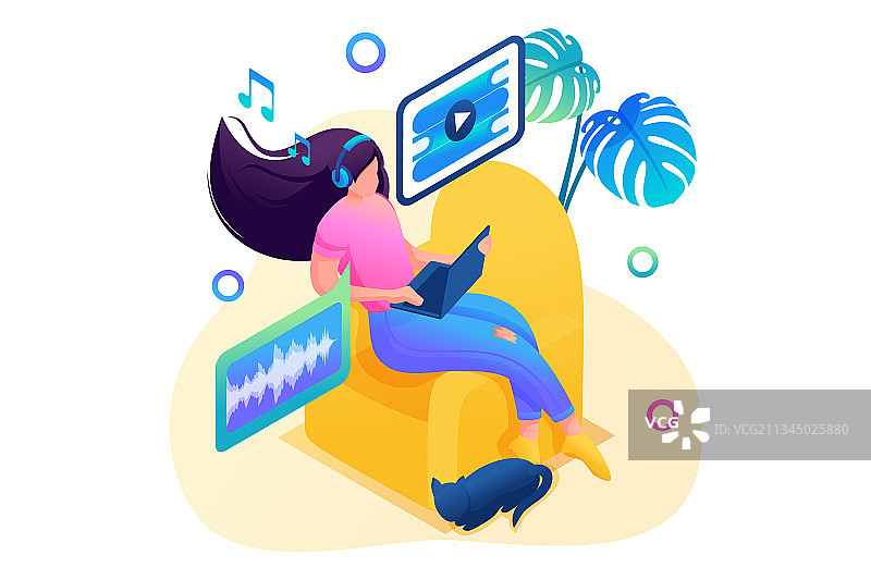 2.5D 3D自学：女孩在线学习图片素材