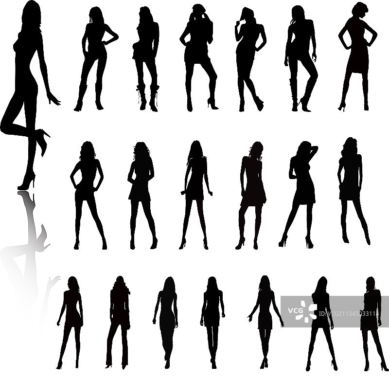 时尚女模特轮廓图图片素材