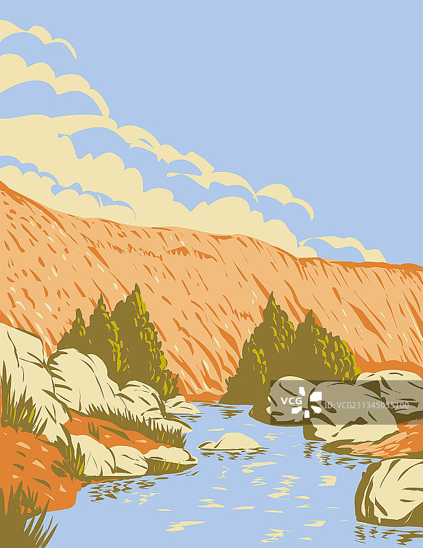 獾泉峡谷和冷水河图片素材