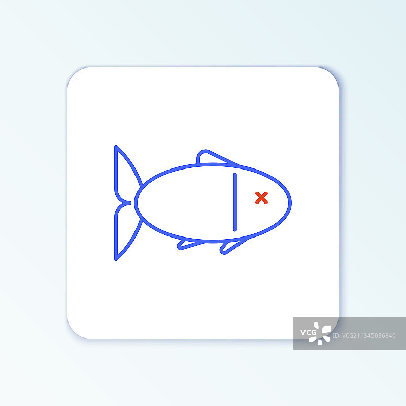 白色背景上的线条风鱼图标图片素材